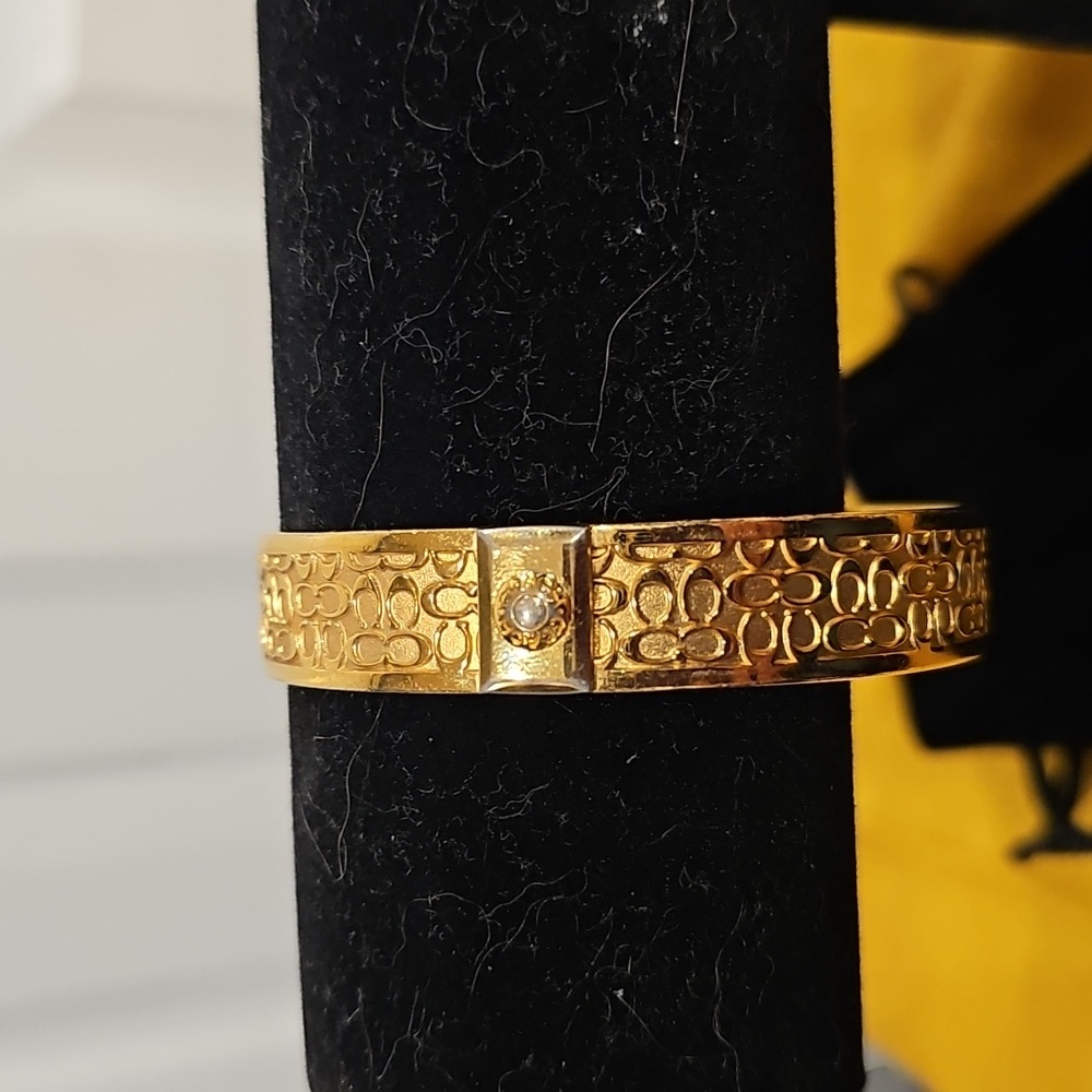 COACH Bangle Bracelet, GOLD TONE, Signature C Embossed - Picture 4 of 16